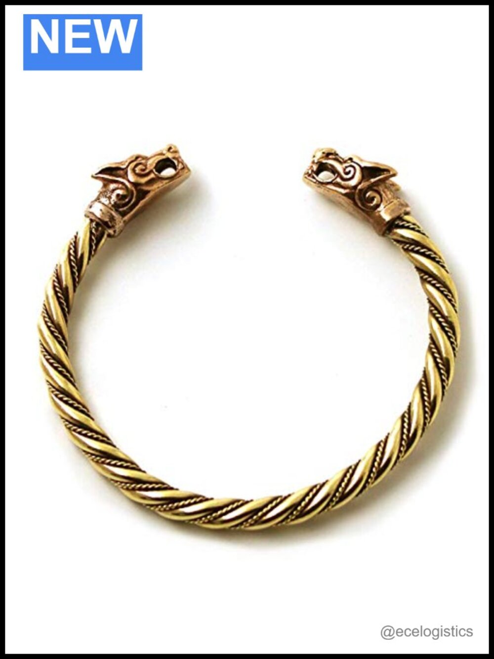 Viking Fenrir Wolf Head Bronze Cuff Bangle Bracelet Norse Mythology Jewelry